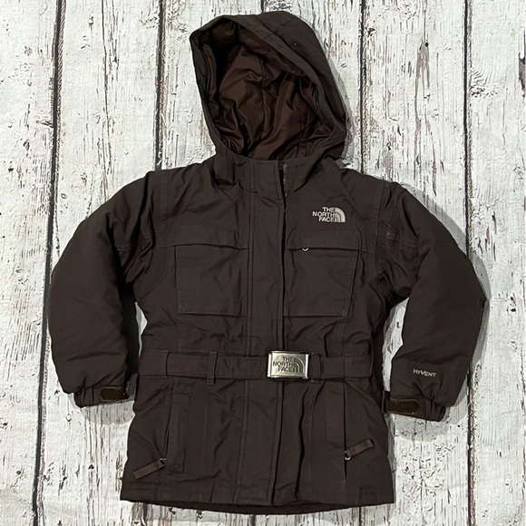 Girls The North Face Brown HyVent Goose Down Hooded Jacket Girls XS/TP - Picture 1 of 6
